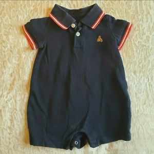 GAP Navy Knit Bear Romper 3-6m
